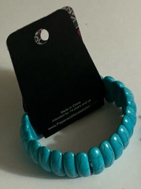 Blue Turquoise Beaded Stretch Big Bracelet